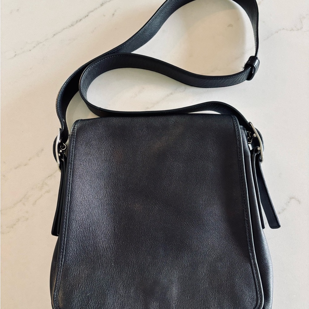 Coach Black Leather Saddle Bag Classic Design